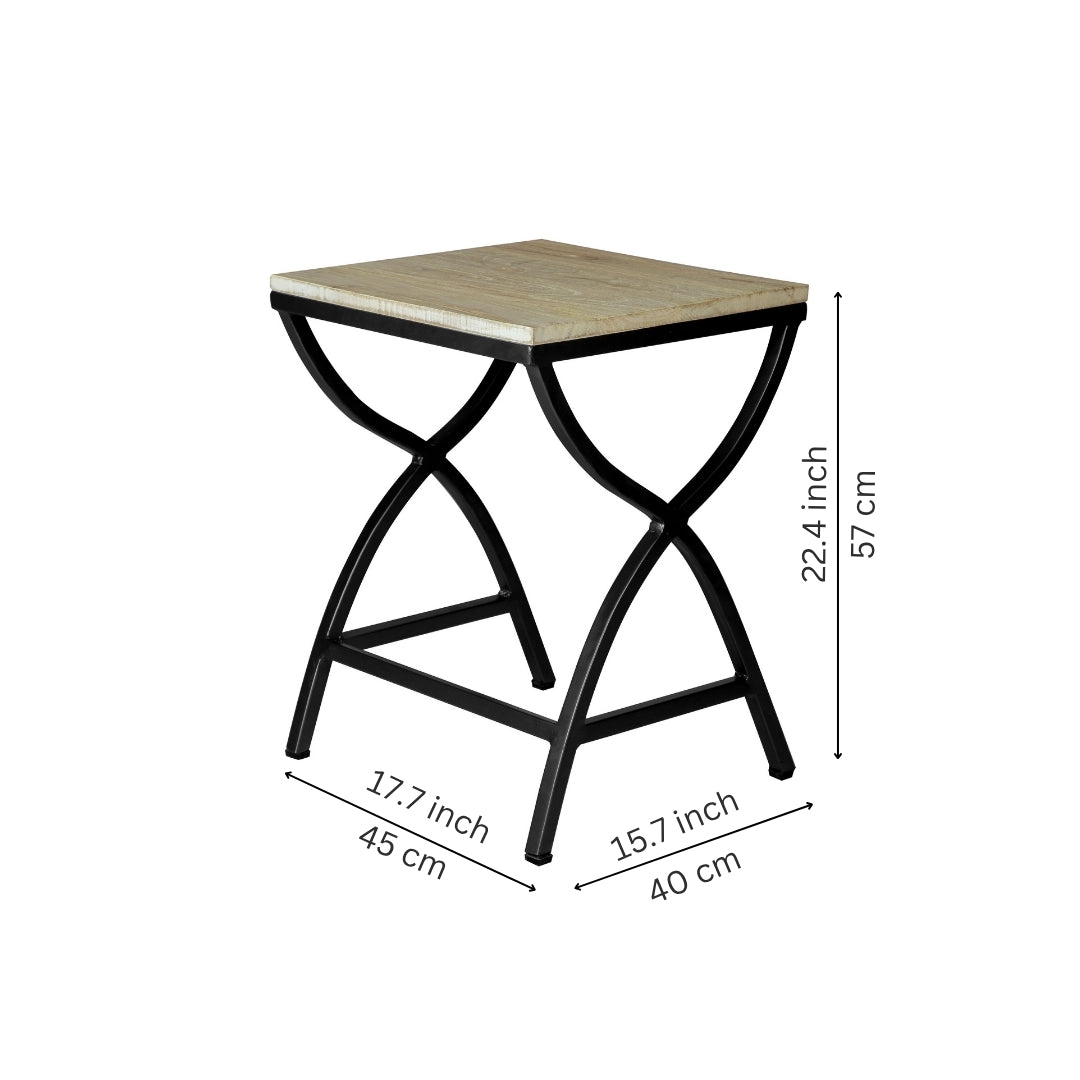 Industrial Metal & Wood Nesting Side Table Set of 2