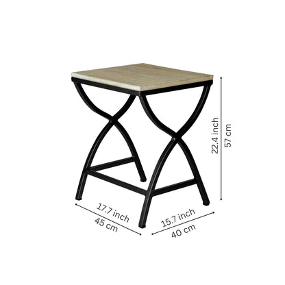 Industrial Metal & Wood Nesting Side Table Set of 2