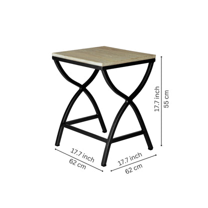 Industrial Metal & Wood Nesting Side Table Set of 2