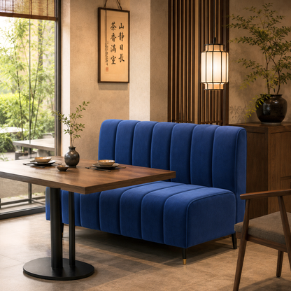 Azure Channel-Tufted Velvet Dining Booth