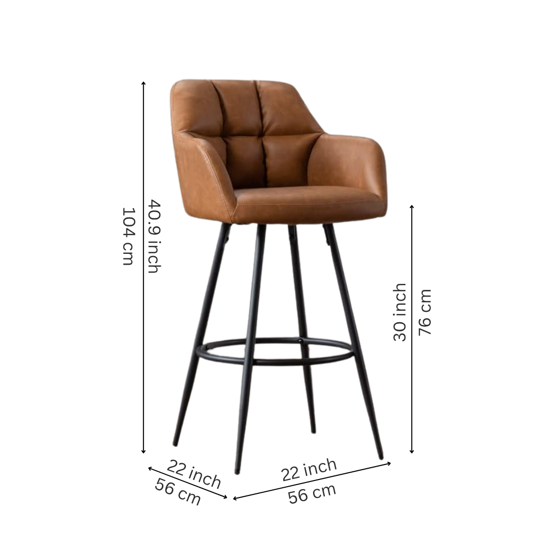 Brown Leather Modern Bar Chair