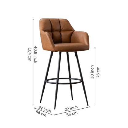Brown Leather Modern Bar Chair