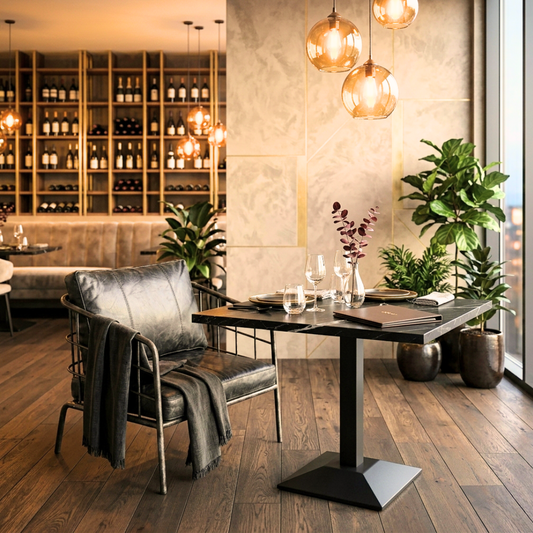 Square Black Granite Café Table