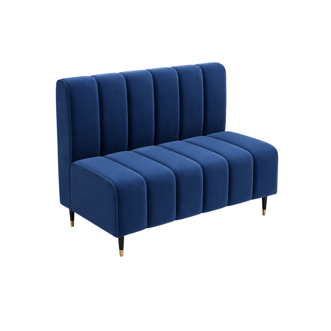 Azure Channel-Tufted Velvet Dining Booth