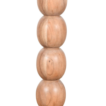 Modern Marble Top Accent Side Table with Sculpted Wooden Pedestal
