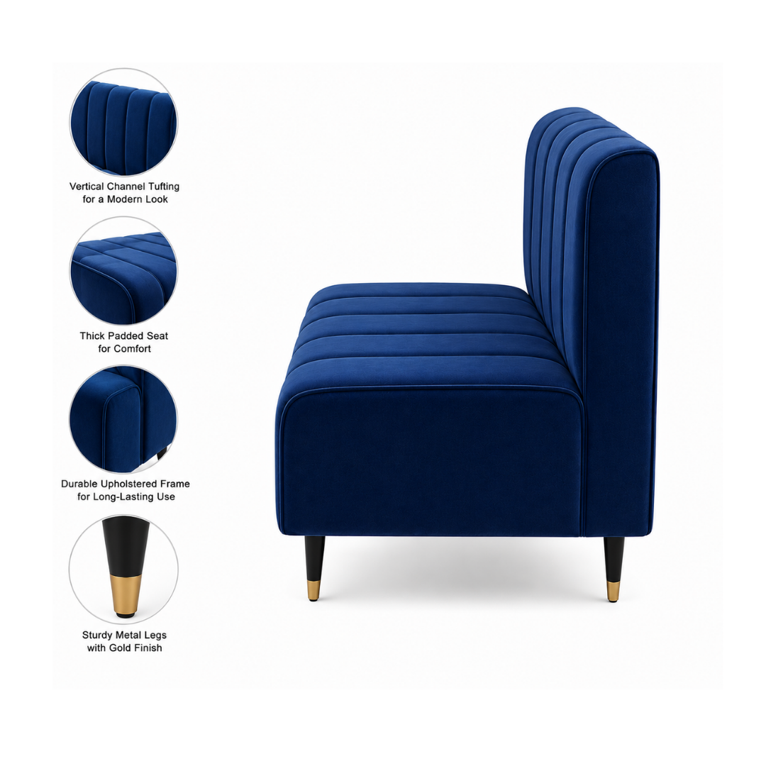 Azure Channel-Tufted Velvet Dining Booth