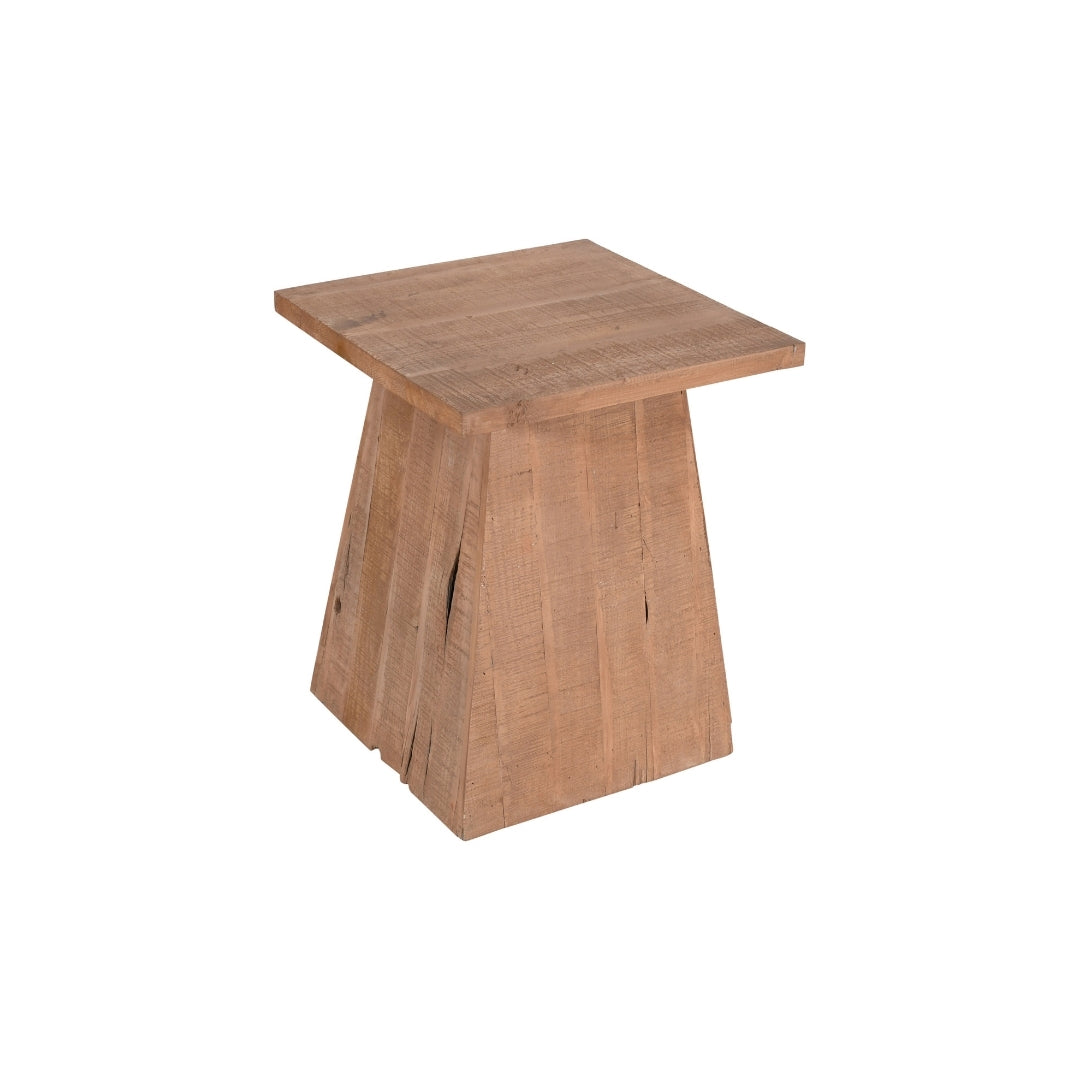 Rustic Solid Wood Pedestal Side Table