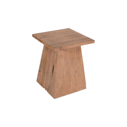 Rustic Solid Wood Pedestal Side Table