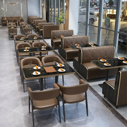Rectangular Black Granite Café Table with Gold Trim
