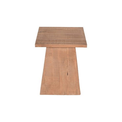 Rustic Solid Wood Pedestal Side Table