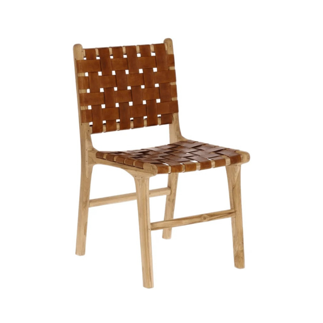 Wooden Leather strap Chair