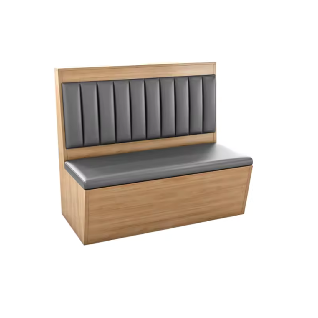 Zenon Modern Oak & Charcoal Channel-Tufted Dining Booth