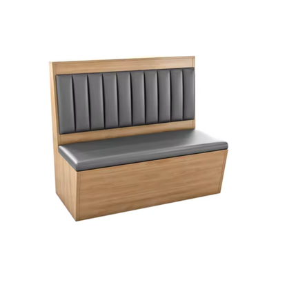 Zenon Modern Oak & Charcoal Channel-Tufted Dining Booth
