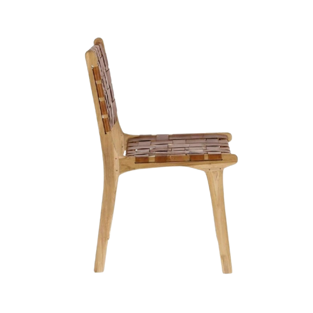 Wooden Leather strap Chair