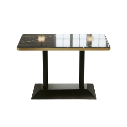 Rectangular Black Granite Café Table with Gold Trim