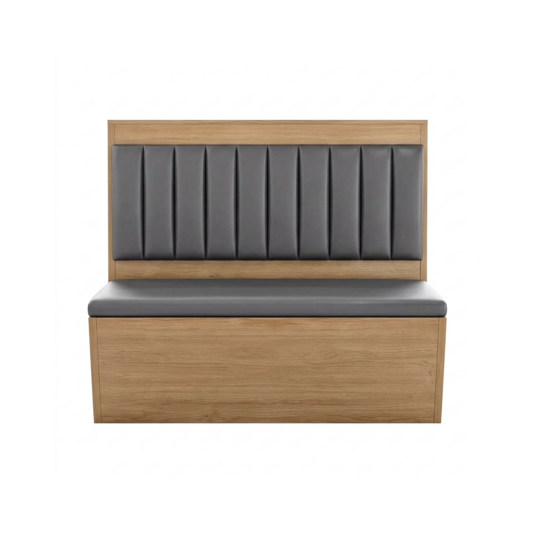 Zenon Modern Oak & Charcoal Channel-Tufted Dining Booth