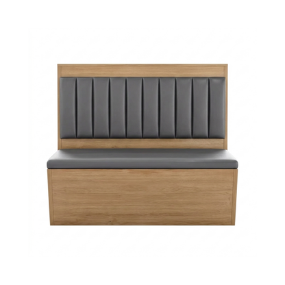Zenon Modern Oak & Charcoal Channel-Tufted Dining Booth