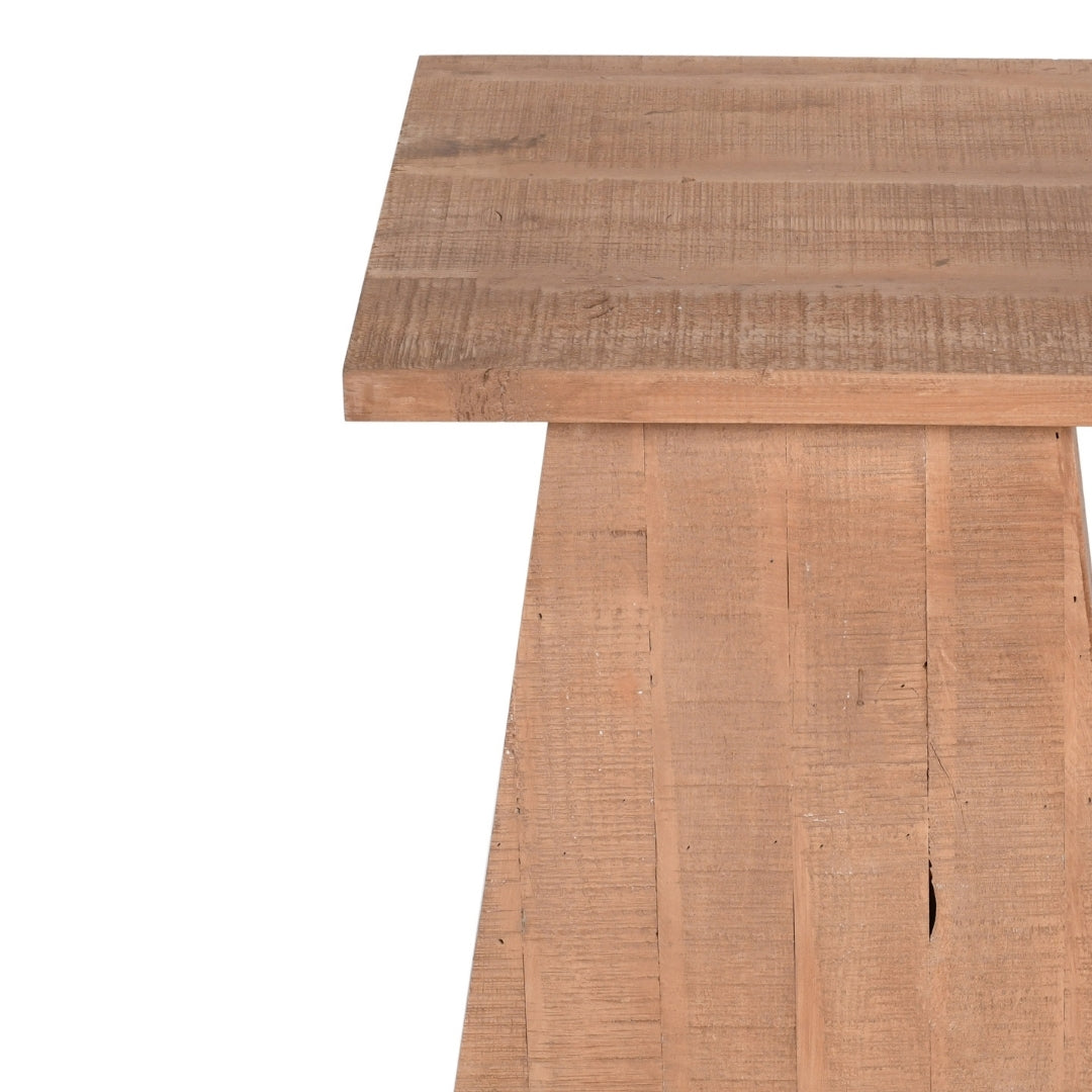 Rustic Solid Wood Pedestal Side Table