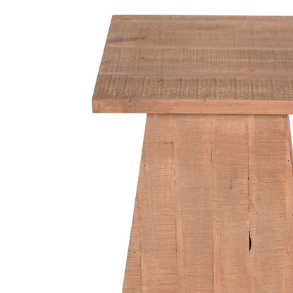 Rustic Solid Wood Pedestal Side Table