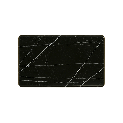 Rectangular Black Granite Café Table with Gold Trim