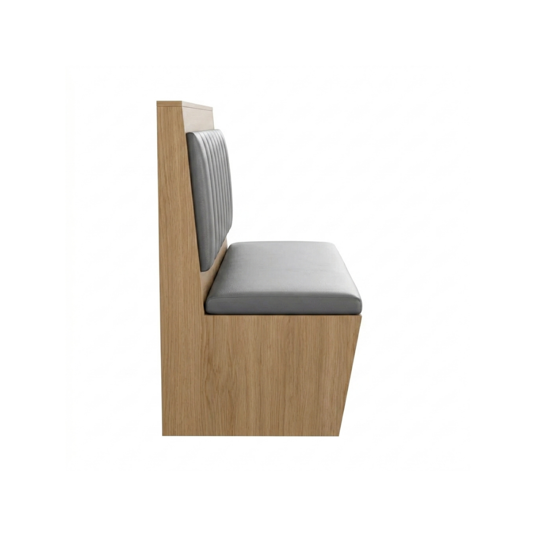 Zenon Modern Oak & Charcoal Channel-Tufted Dining Booth