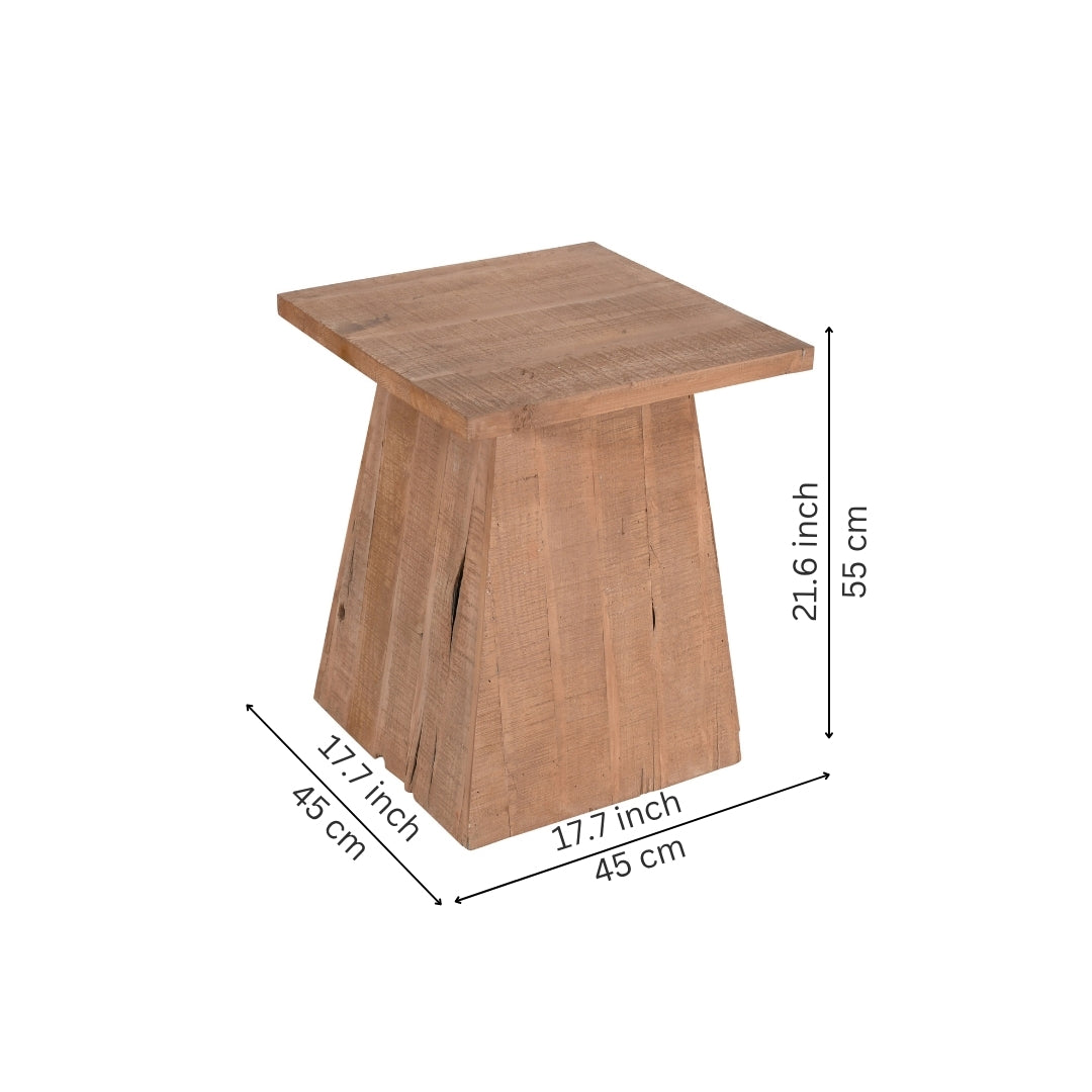 Rustic Solid Wood Pedestal Side Table