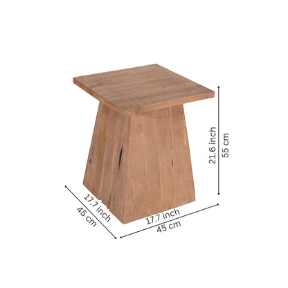 Rustic Solid Wood Pedestal Side Table