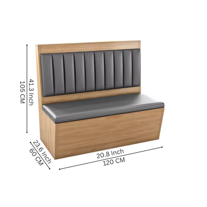 Zenon Modern Oak & Charcoal Channel-Tufted Dining Booth