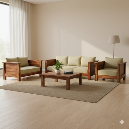 Classic Arm Design Wooden Sofa Set in 3+2+1 Seating
