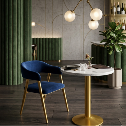 Round White Marble & Gold Café Table