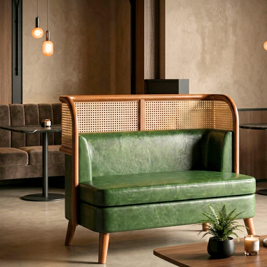 Emerald Cane-Back 2-Seater High-Back Settee