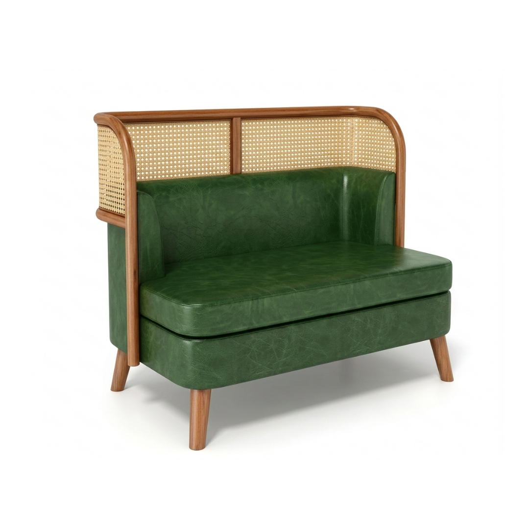 Emerald Cane-Back 2-Seater High-Back Settee