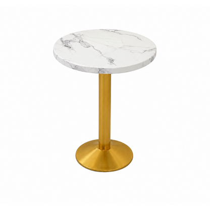 Round White Marble & Gold Café Table