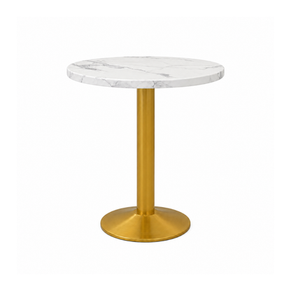 Round White Marble & Gold Café Table