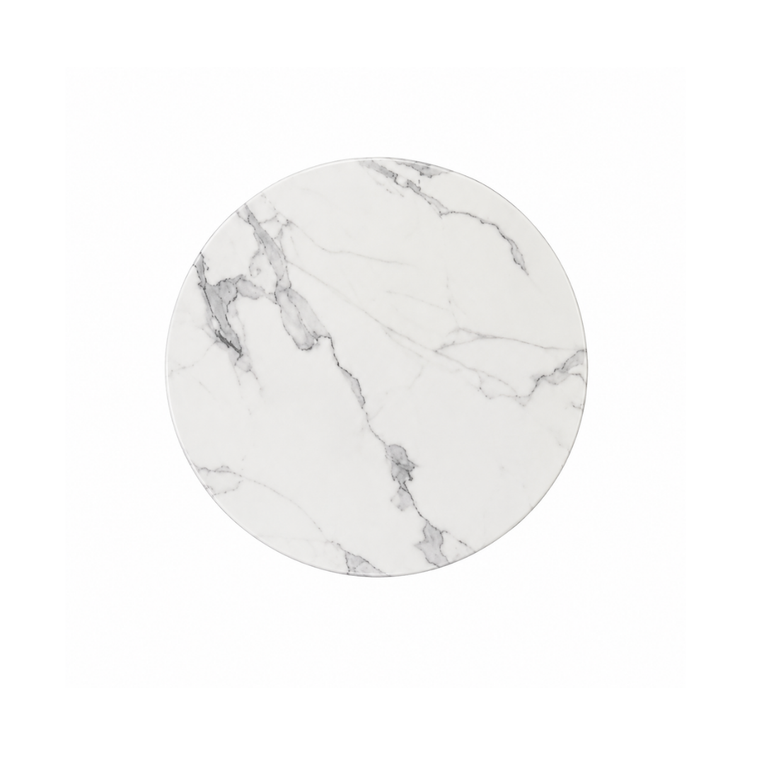 Round White Marble & Gold Café Table