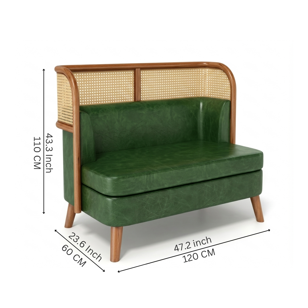 Emerald Cane-Back 2-Seater High-Back Settee