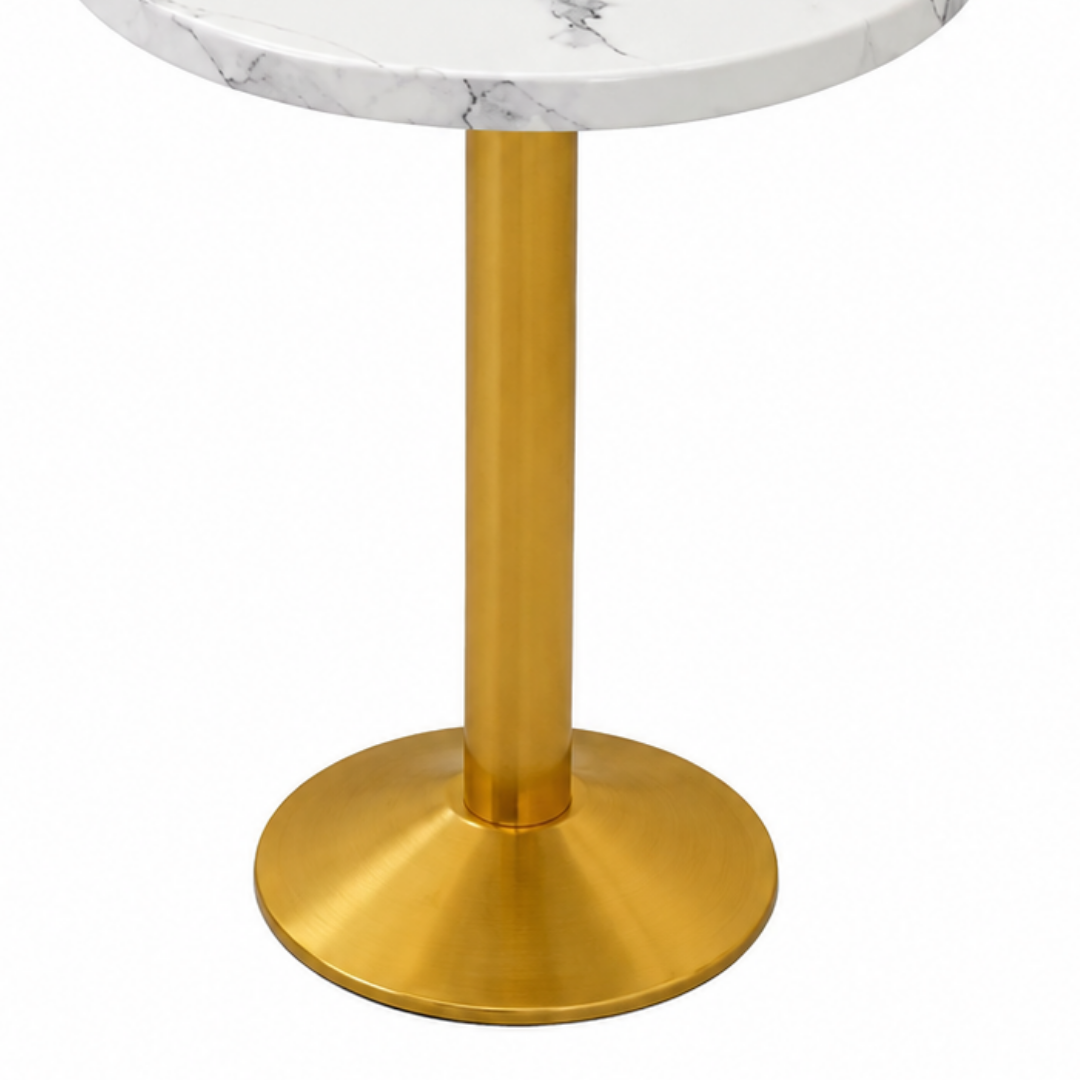 Round White Marble & Gold Café Table