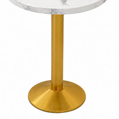 Round White Marble & Gold Café Table