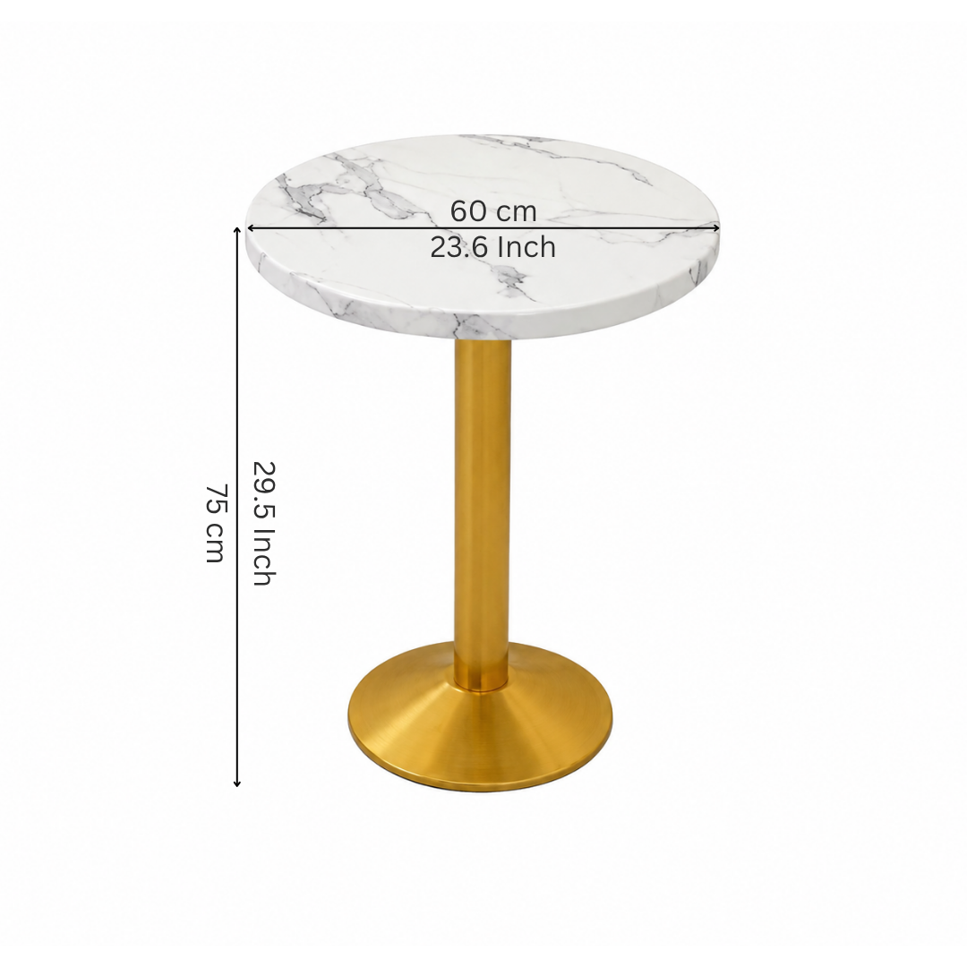 Round White Marble & Gold Café Table