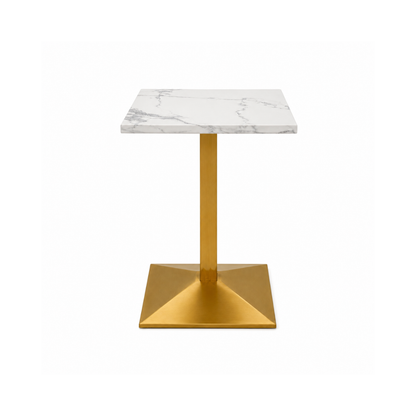 Square White Marble Café Table with Gold Base
