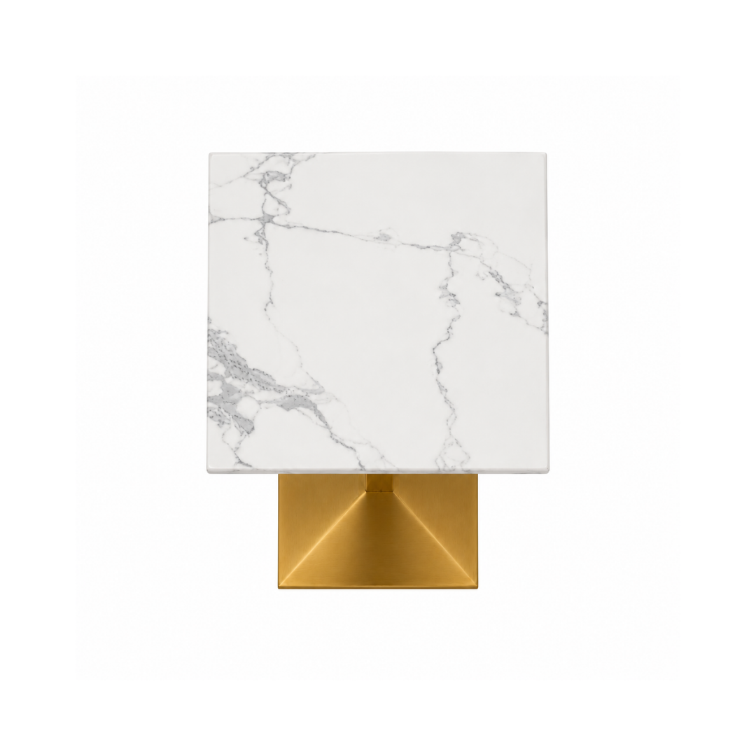 Square White Marble Café Table with Gold Base