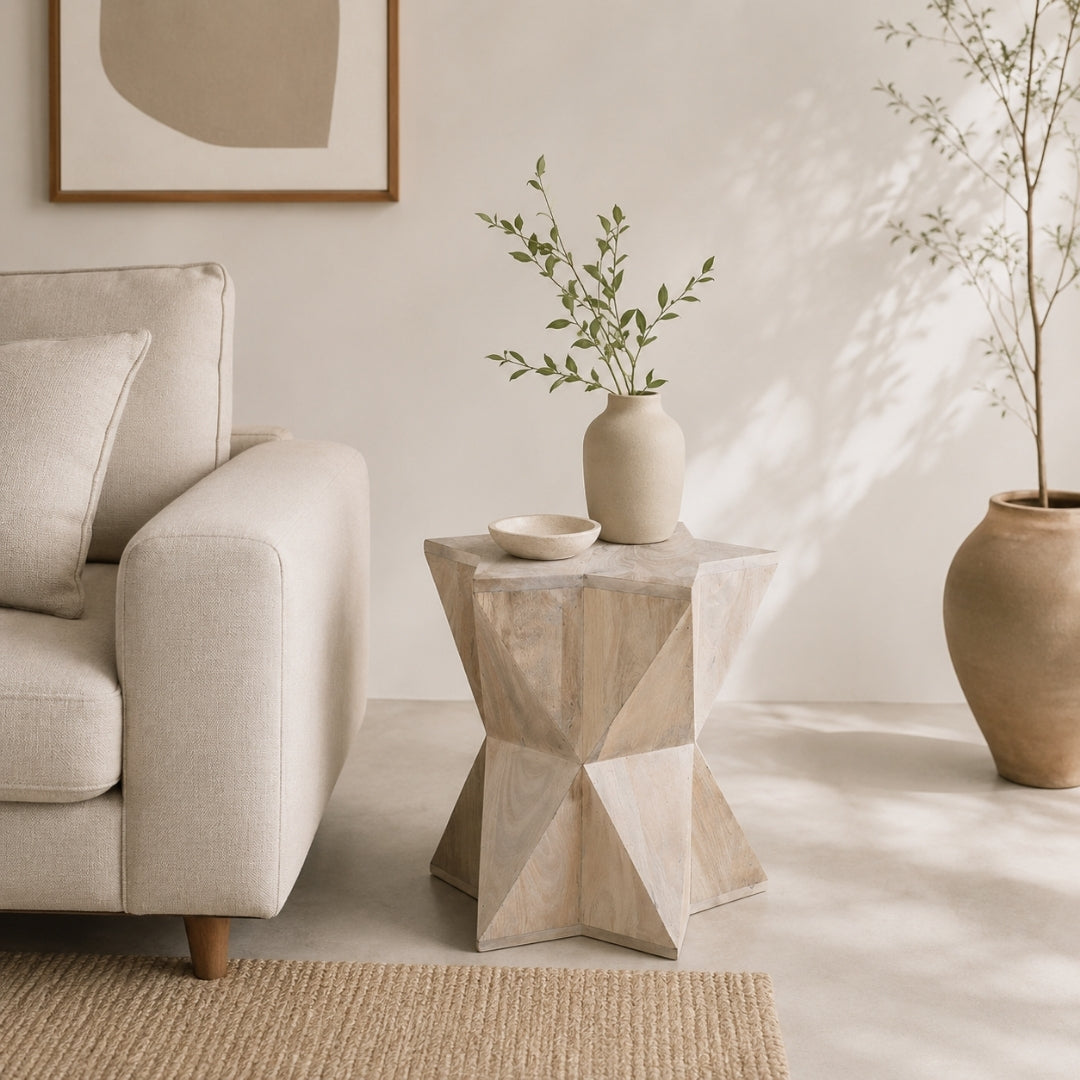Geometric Pedestal Side Table