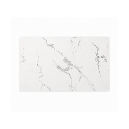 Rectangular White Marble Dining Table with Gold Double Base