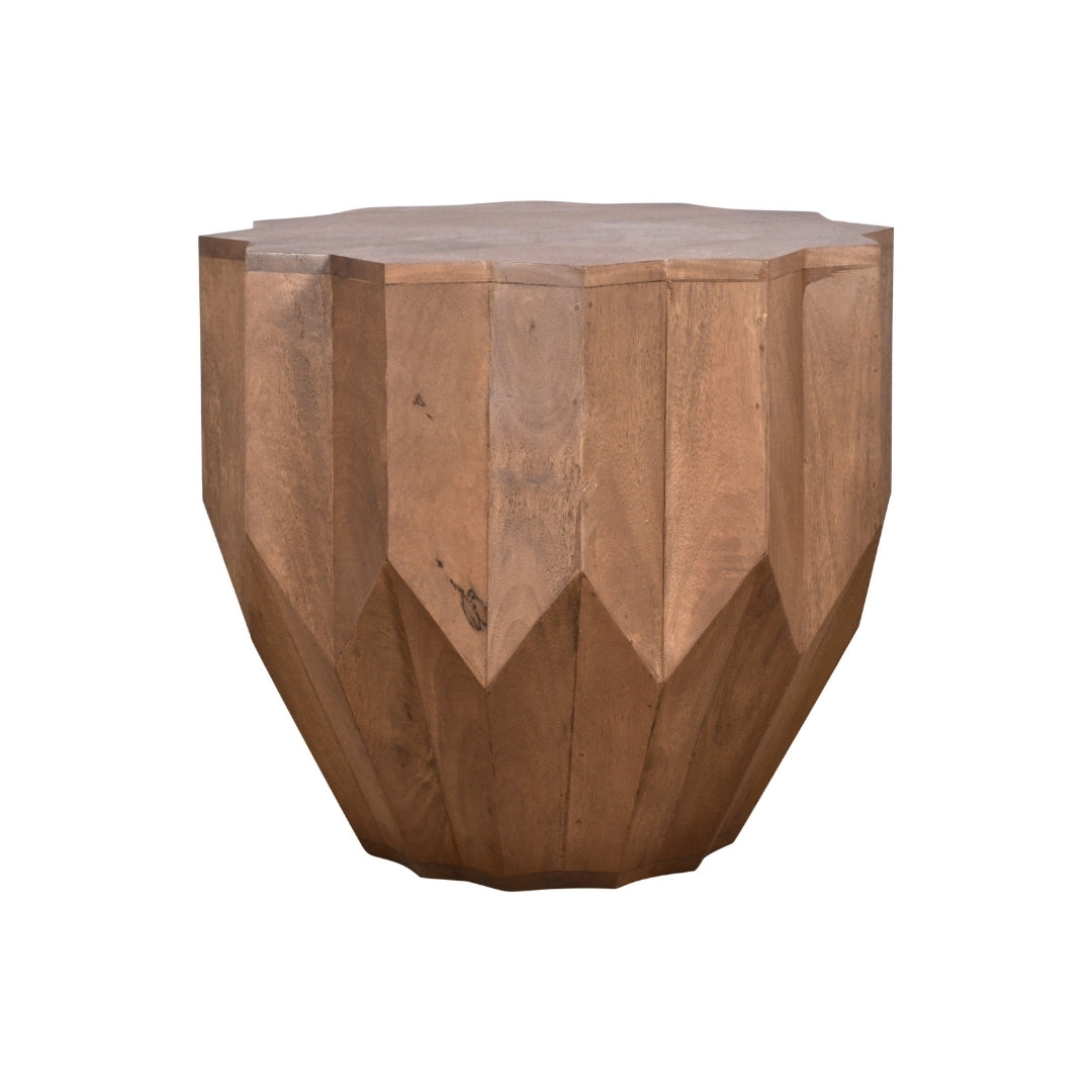 Faceted Wooden Side Table