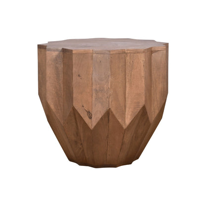 Faceted Wooden Side Table
