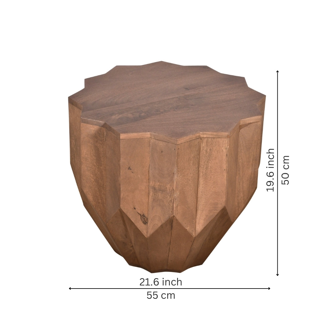 Faceted Wooden Side Table