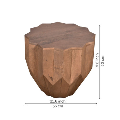 Faceted Wooden Side Table