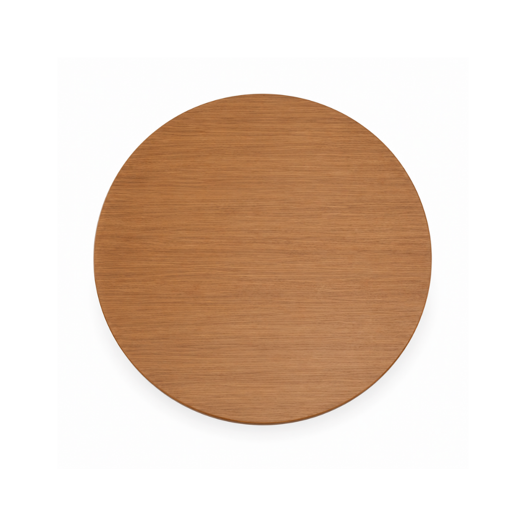 Round Walnut Wood Fluted Pedestal Dining Table