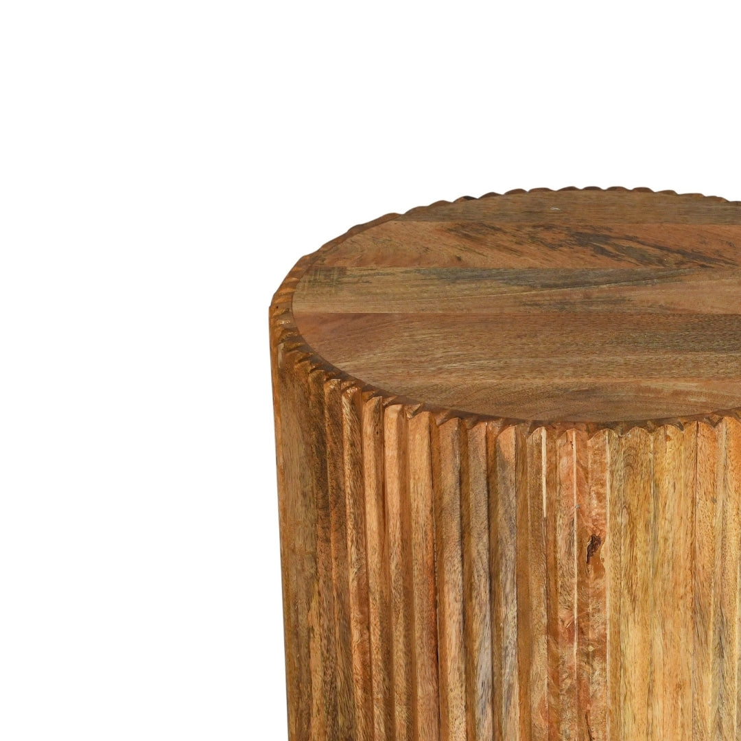 Fluted Wooden Side Table
