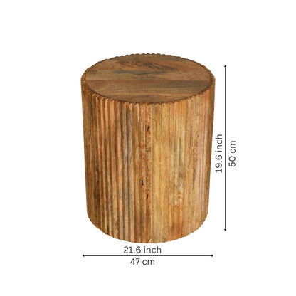 Fluted Wooden Side Table